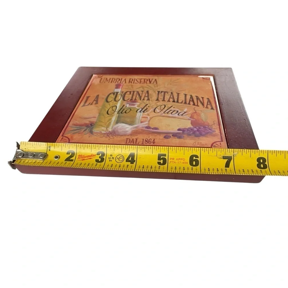 La Cucina Italiana Wall Plaque Mahogany wood Rustic Italian Kitchen Décor Signed
